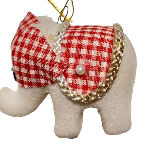 Vintage Flocked White Elephant Christmas Ornament - Picture 4 of 5